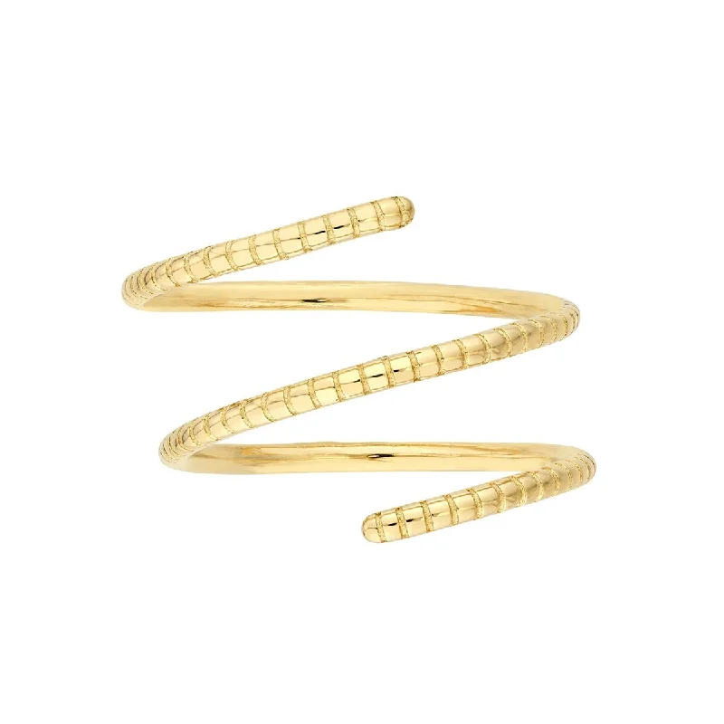 Women’s sapphire rings-Marquee Jewels 14K Solid Yellow Gold Ribbed Texture Wrap Ring