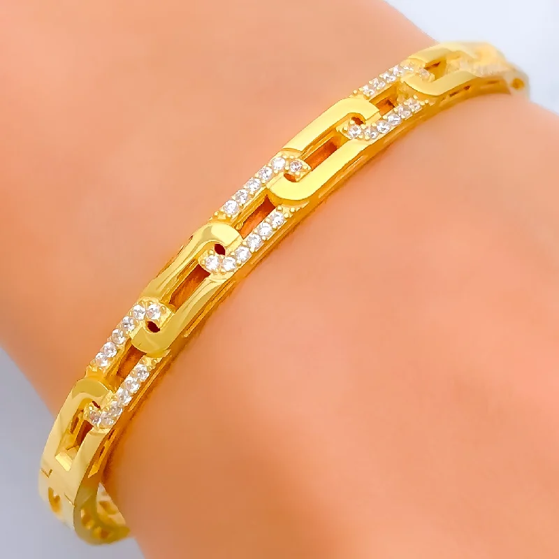 Women’s gold bangles-Shimmering Interlinked 22k Gold Bangle Bracelet