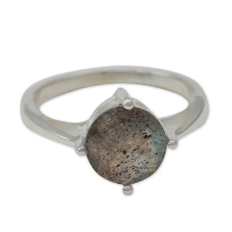 Women’s promise rings-Handmade Sterling Silver 'India Enthusiasm' Labradorite Ring (India)