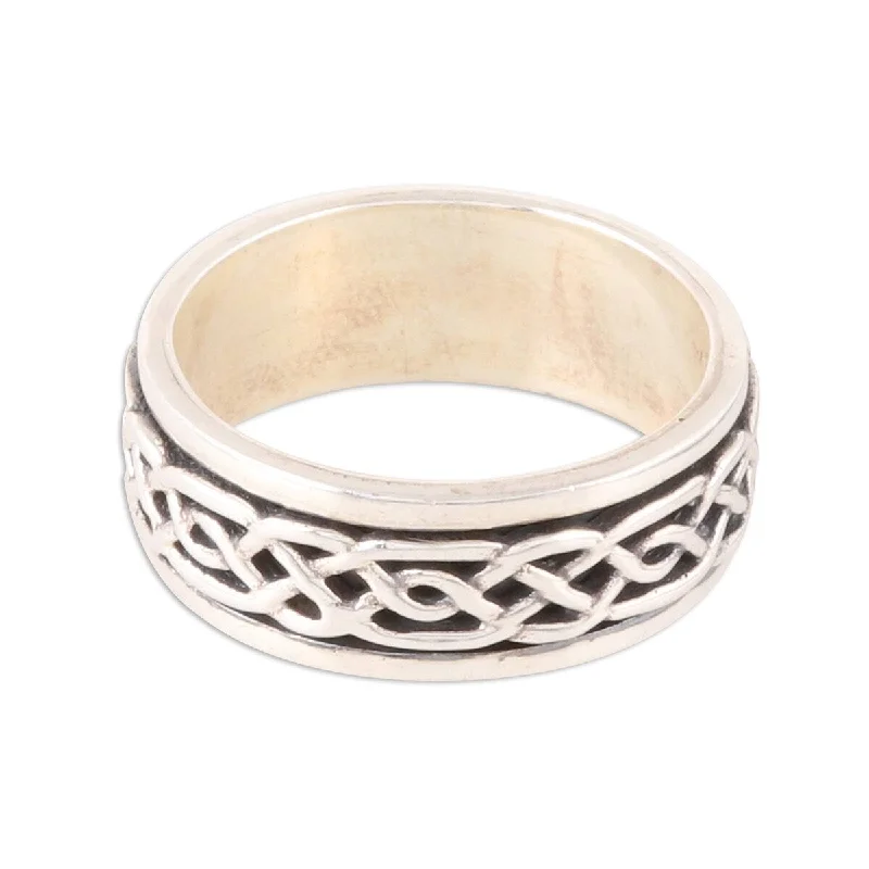 Women’s heart-shaped rings-NOVICA Celtic Illusion, Sterling silver spinner ring