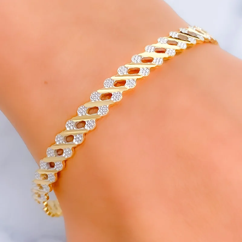 Women’s dainty bracelets-Mod Reflective 22k Gold Bangle