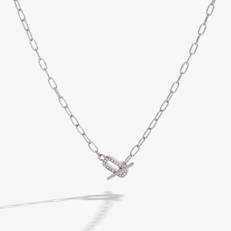 Women’s rose gold necklaces-Crystal Pave Toggle Necklace