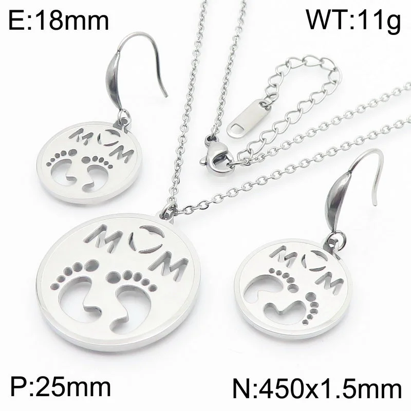 Steel Necklace Earrings Ks218440-KLX