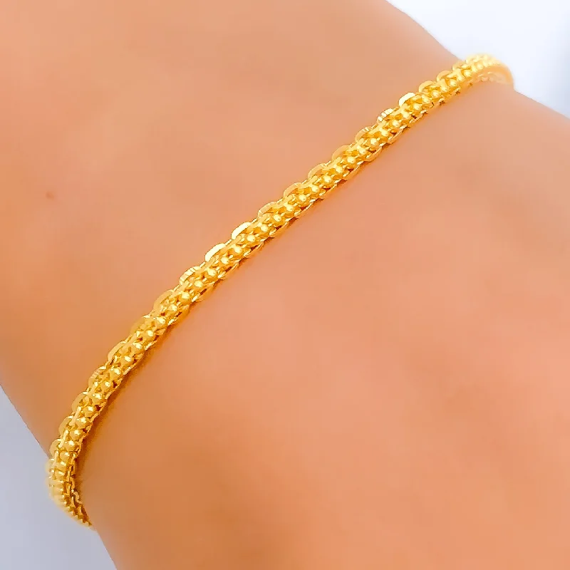 Women’s woven bracelets-Fine Beaded 22k Gold Chain Bracelet