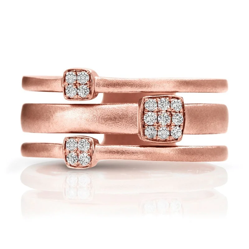 Women’s affordable engagement rings under $1000-Couture Rose Gold Satin Pave Diamond Ring