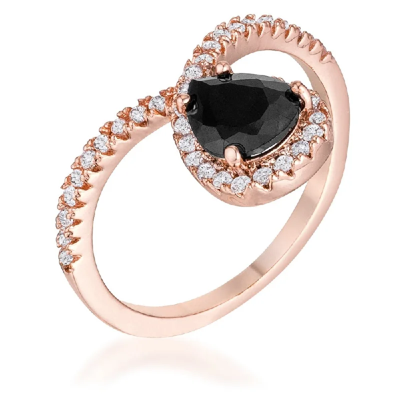 Women’s stacking rings-1.5Ct Chevron Ring With Onyx Cubic Zirconia