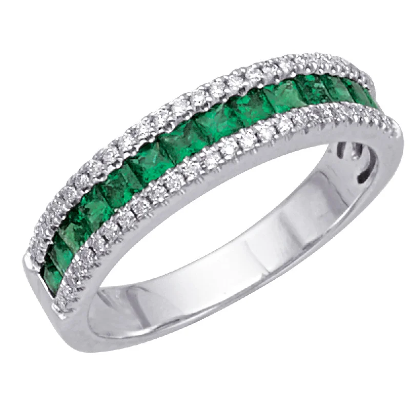 Women’s engagement rings with colored stones-Emerald and Diamond Ring