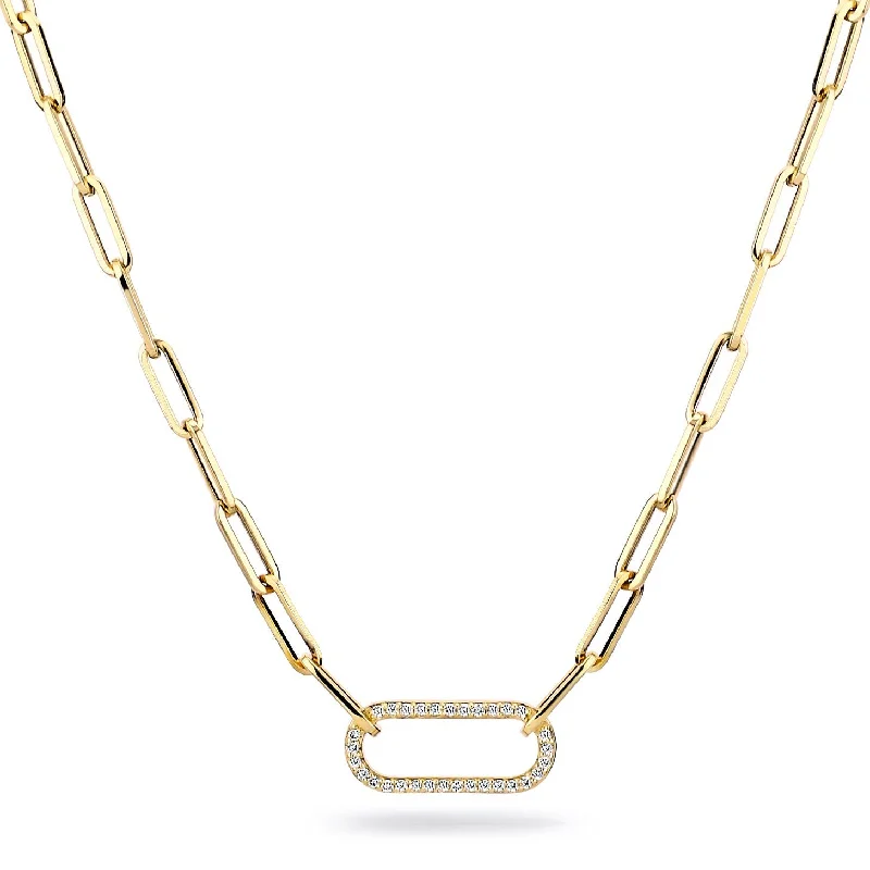 Women’s silver necklaces-Small Pavé Link Necklace