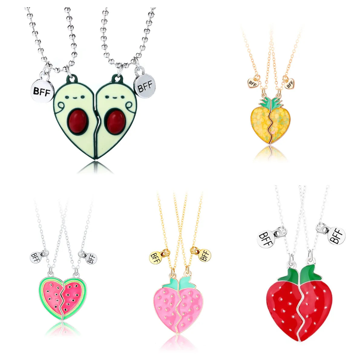 Women’s stylish diamond necklaces-Cartoon Style Cute Fruit Heart Shape Alloy Plating Girl's Pendant Necklace