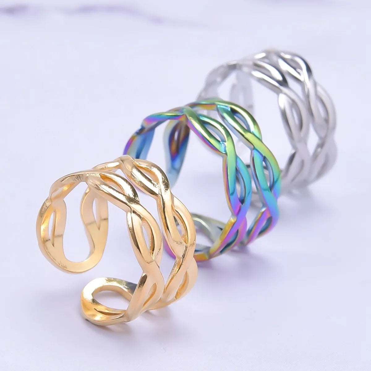 Women’s chunky rings-Casual Geometric Titanium Steel Enamel Open Rings