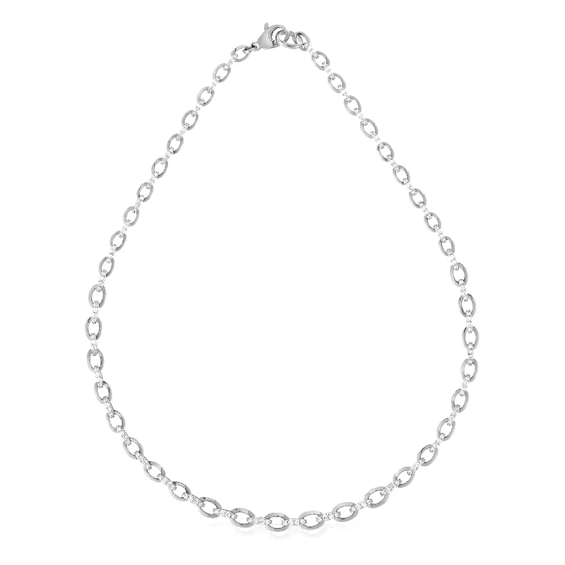 Women’s sleek silver necklaces-Graduated Oval Link Necklace