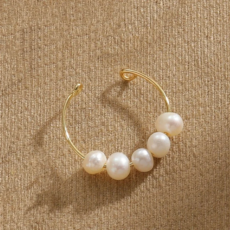 (5 Freshwater Pearls) 14K Real Gold