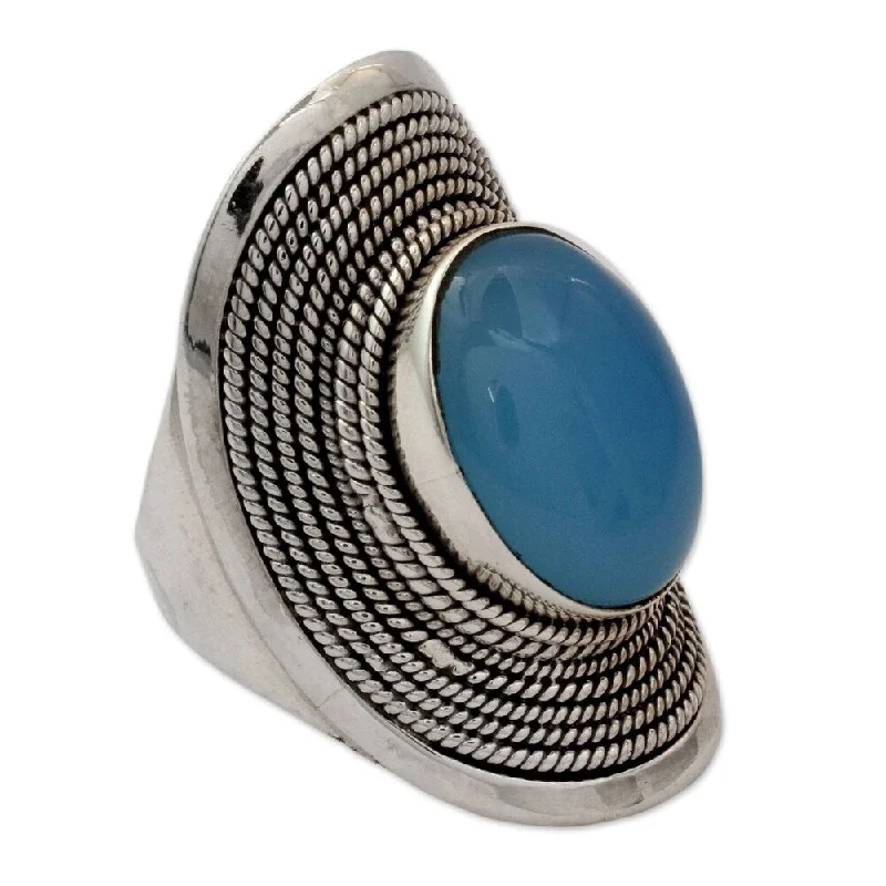 Women’s engraved rings-NOVICA Handmade Sterling Silver Jaipur Skies Ring (India)