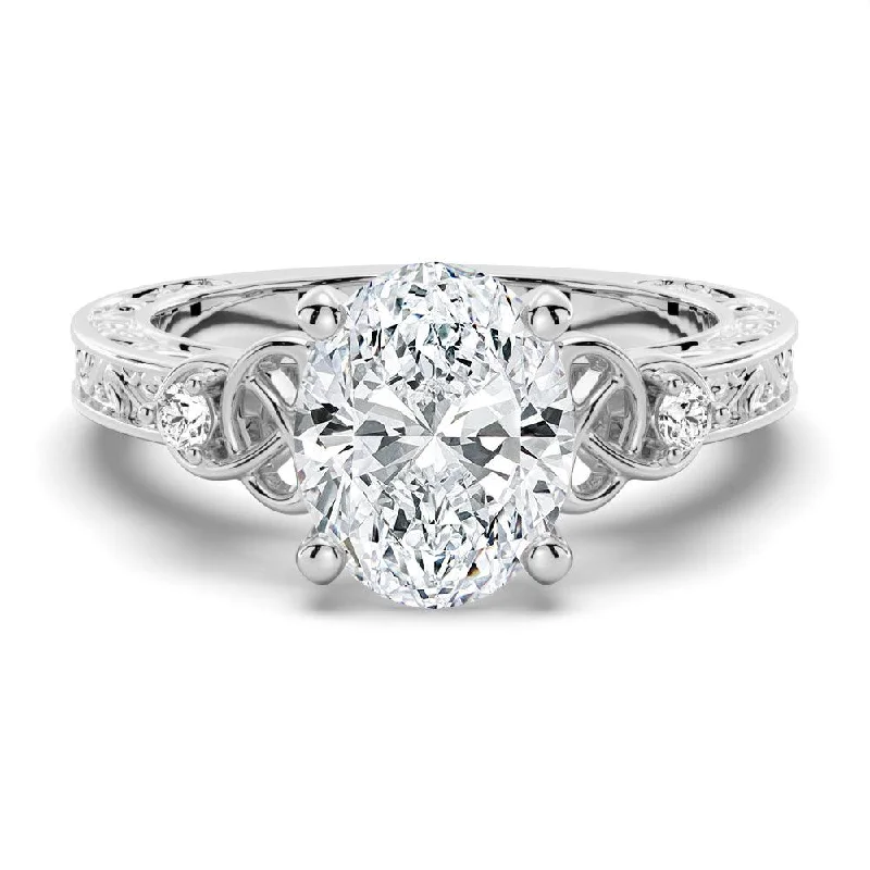 Women’s classic engagement rings-Vintage Celtic Knots Design Oval Moissanite Engagement Ring