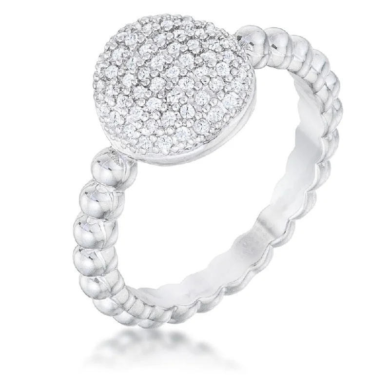 Women’s minimalist rings-Stunning CZ Rhodium Ring