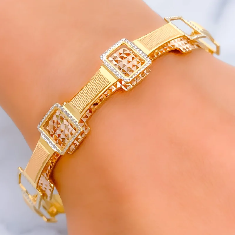 Women’s boho bracelets-Fashionable Lush 22k Gold Bangle