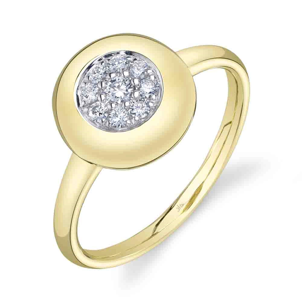 Women’s modern engagement rings-14K Yellow Gold Bezeled Cluster Diamond Ring