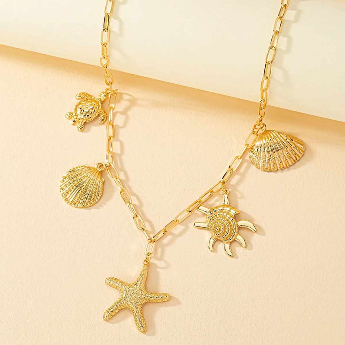 Women’s layered chain necklaces-Tropical Starfish Conch Alloy Plating Women's Necklace