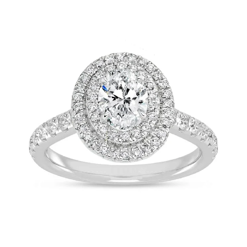 Women’s halo engagement rings-1-1/4ctw Certified Lab Grown Diamond Double Halo Engagement Ring