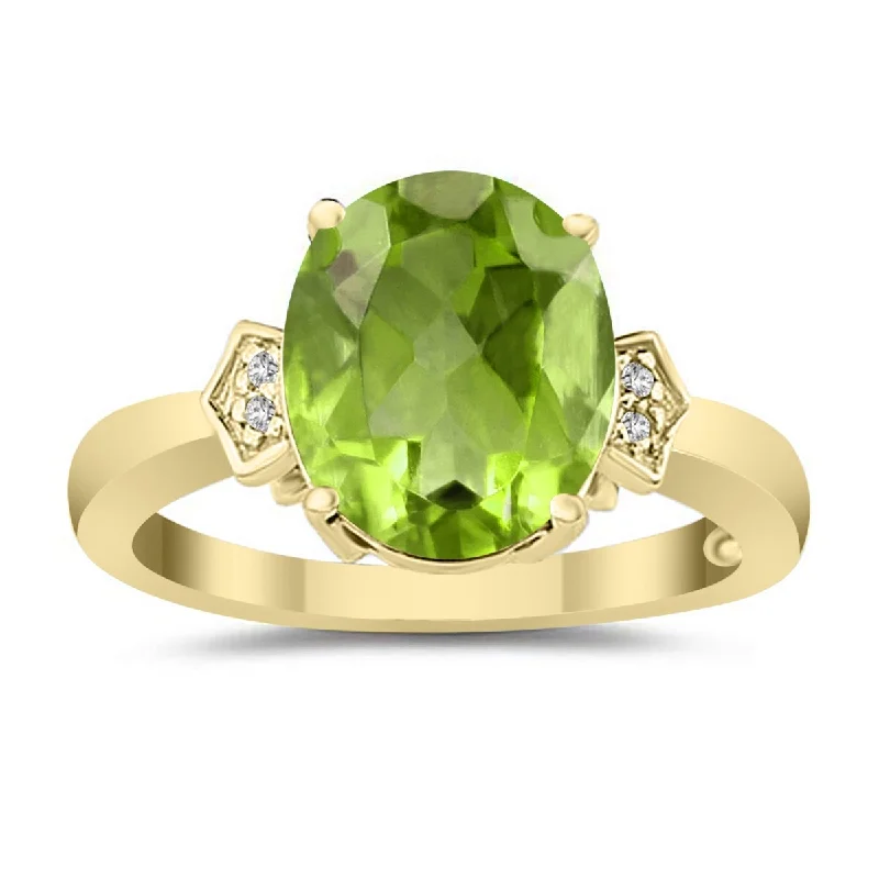 Women’s eternity rings-Marquee Jewels Peridot & Diamond Ring in 10k Yellow Gold