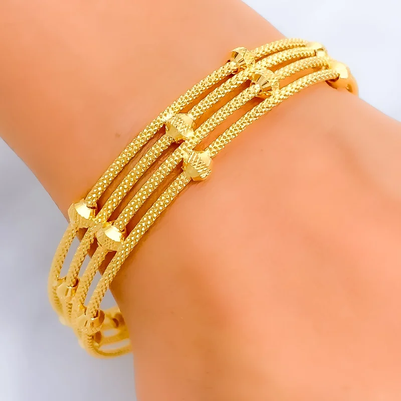 Women’s elegant tennis bracelets-Charming Shimmering 22k Gold Bangle