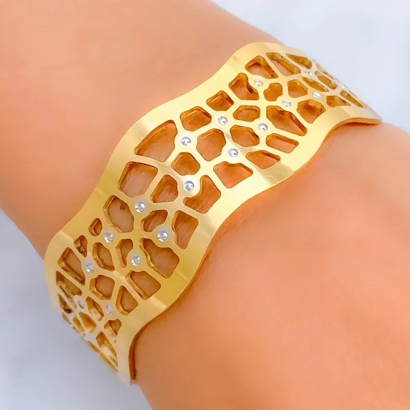 Women’s luxury bracelets-Magnificent Unique 22k Gold Bangle