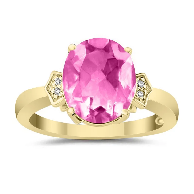 Women’s sapphire and diamond rings-Marquee Jewels Pink Topaz & Diamond Ring in 10k Yellow Gold