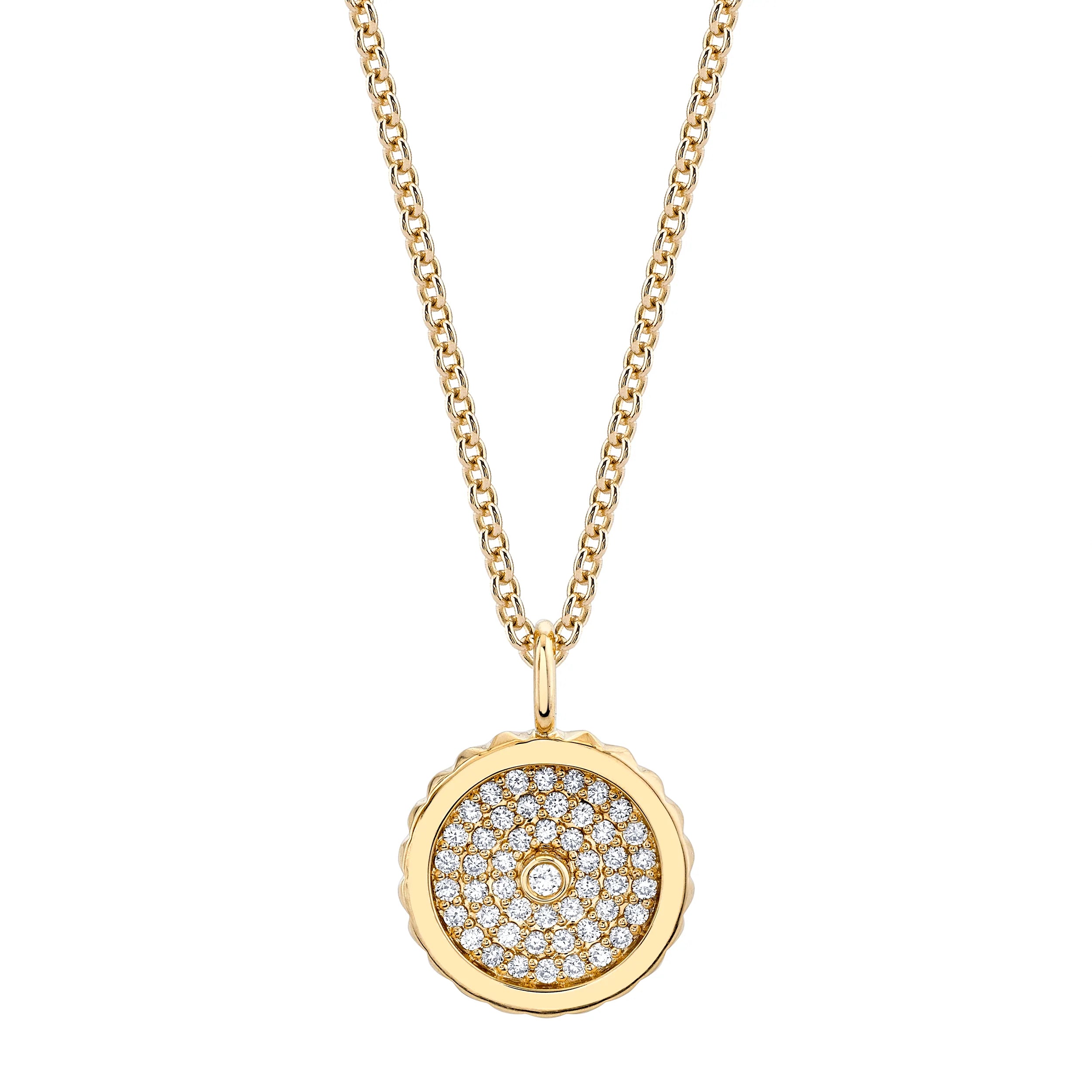 Women’s rose gold charm necklaces-Tetra Pavé Bezel Medallion