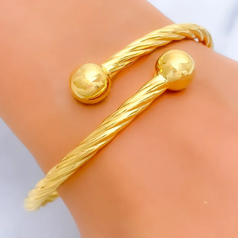 Women’s heart-shaped bracelets-Magnificent Twisted 22K Gold Bangle Bracelet