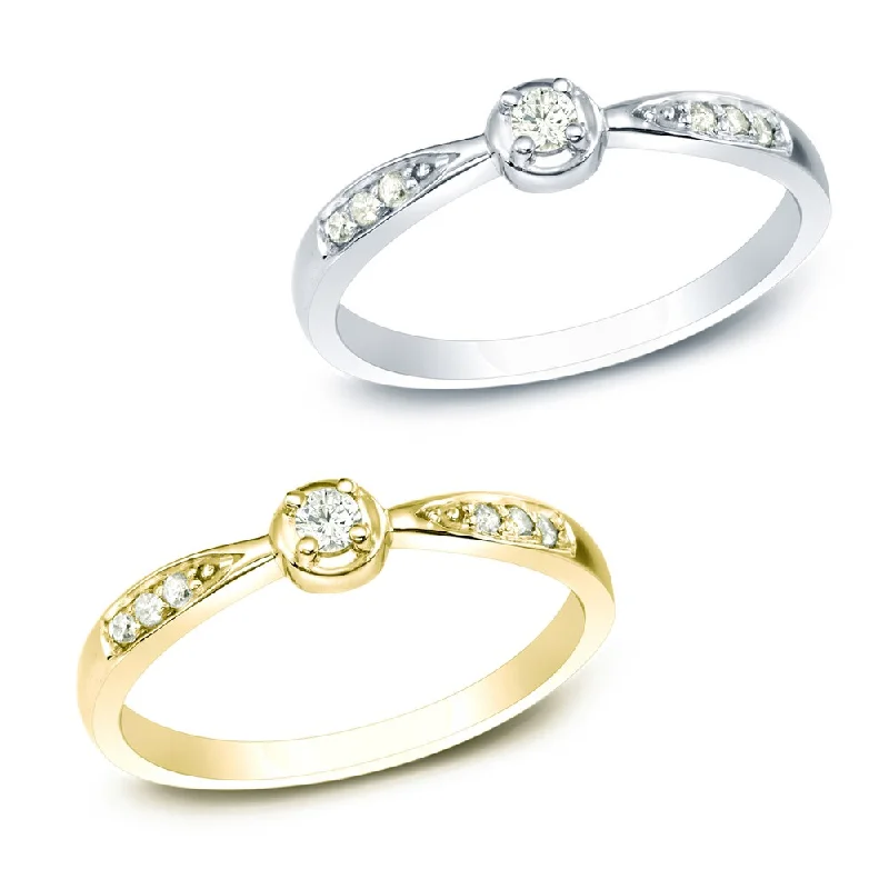 Women’s signet rings-Auriya 1/10ct TDW Round Diamond Promise Ring 10K Gold