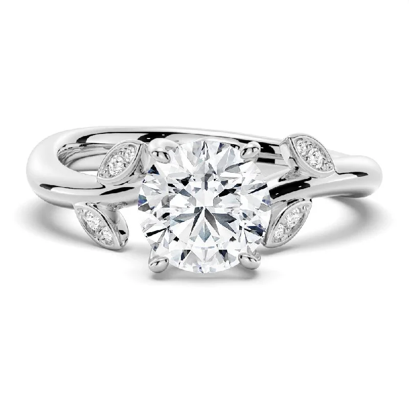 Women’s art deco engagement rings-"Leafy Promise Green Protector" Moissanite Engagement Ring