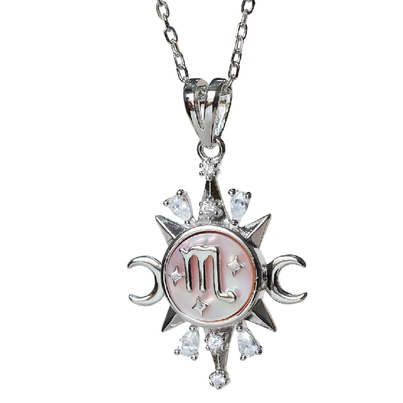 Women’s cross pendant necklaces-Celestial Horoscope Pendant - Scorpio