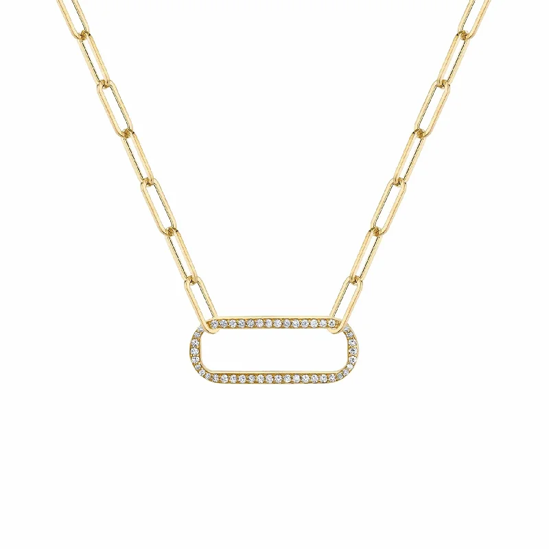 Women’s sterling silver necklaces-Pave Singleton Necklace