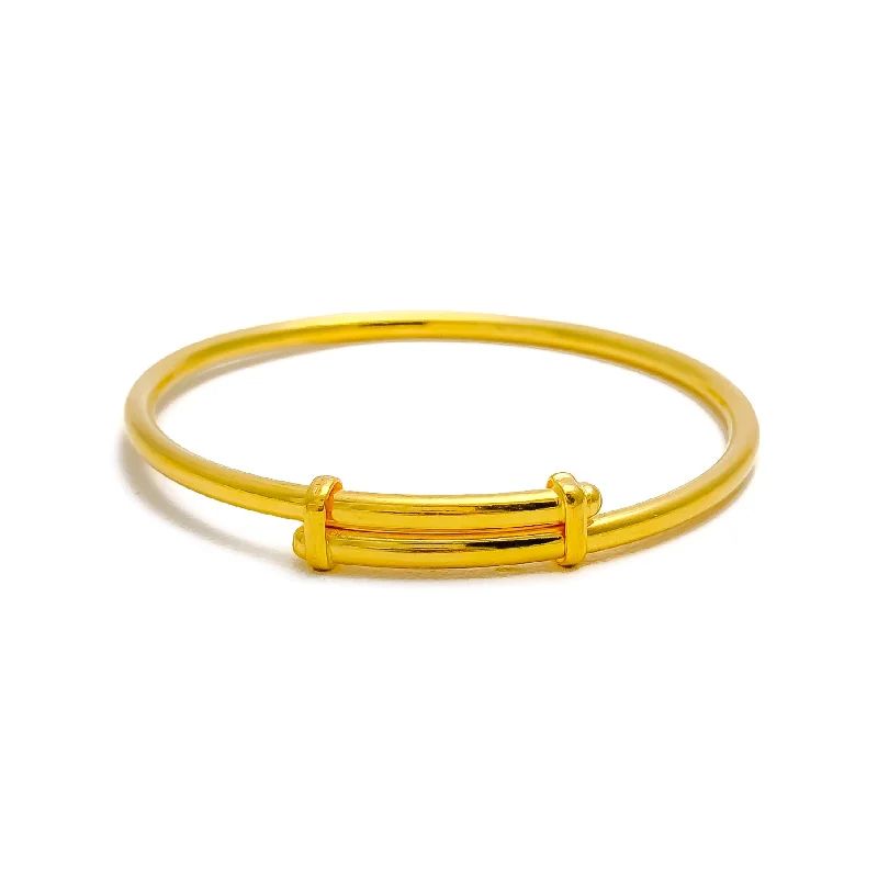 Women’s simple silver bracelets-Simple Luminous 22k Gold Baby Bangle