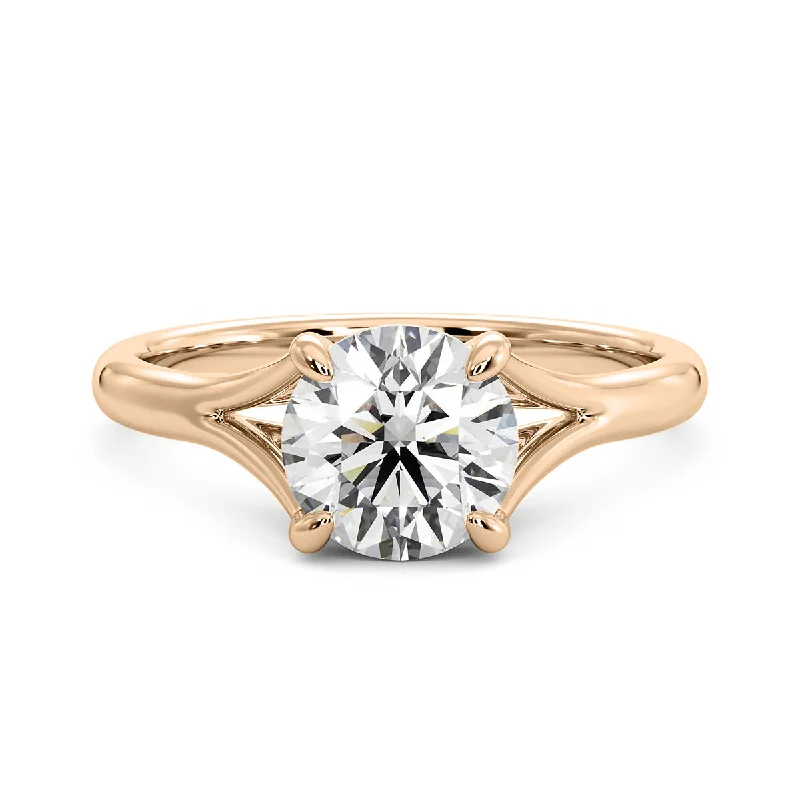 Women’s rose gold three-stone engagement rings-Diamond Engagement Ring