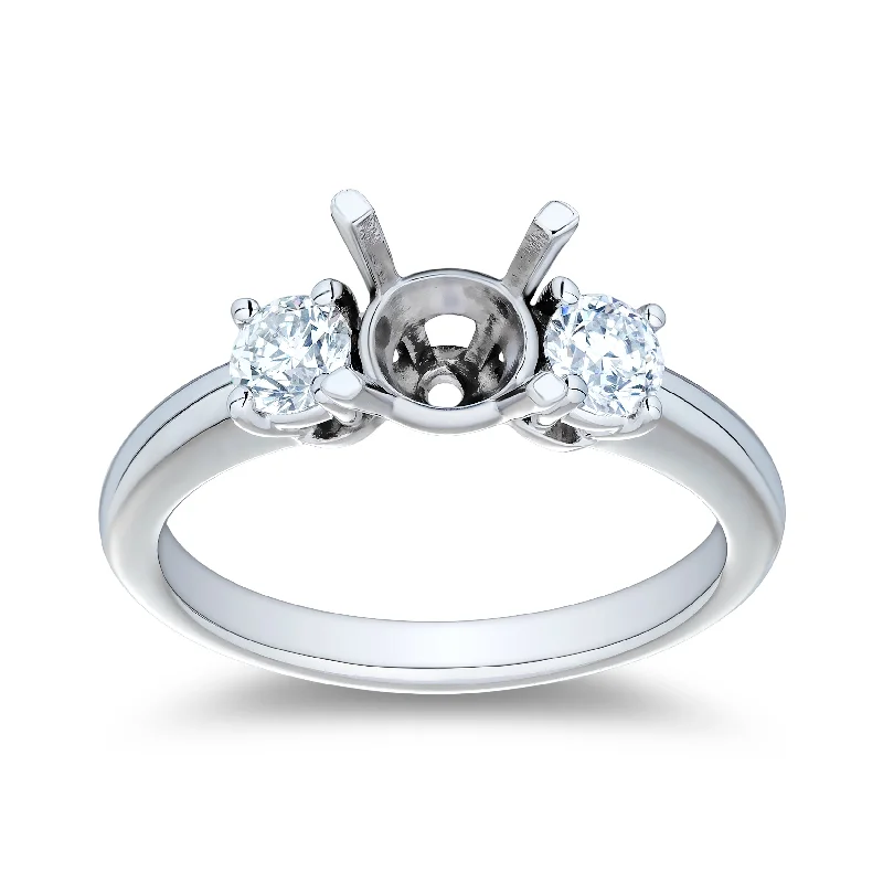 Women’s mixed metal engagement rings-.50ctw Three Stone Semi Mount Platinum Engagement Ring