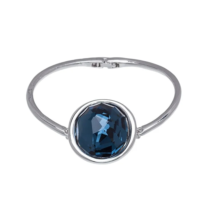 Women’s classic bangle bracelets-Bezel Bangle with Swarovski Crystal