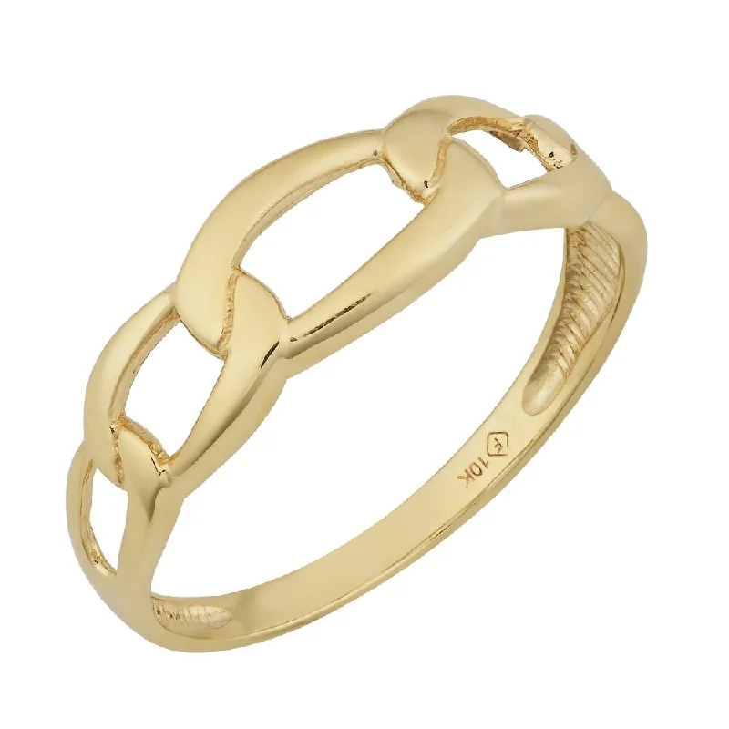 Women’s silver statement rings-Fremada 10k Yellow Gold High Polish Figaro Ring