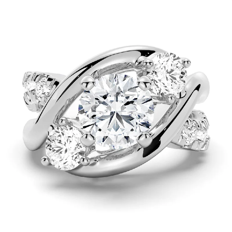 Women’s diamond engagement rings with baguette-1 CT. Swirl Design Vintage Three Stone Moissanite Engagement Ring