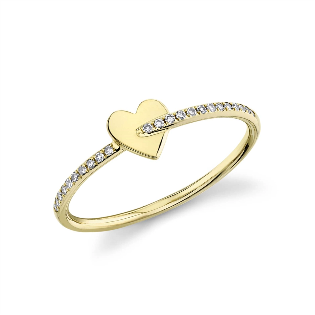 Women’s engagement rings with rubies-14K Yellow Gold Heart and Diamond Ring