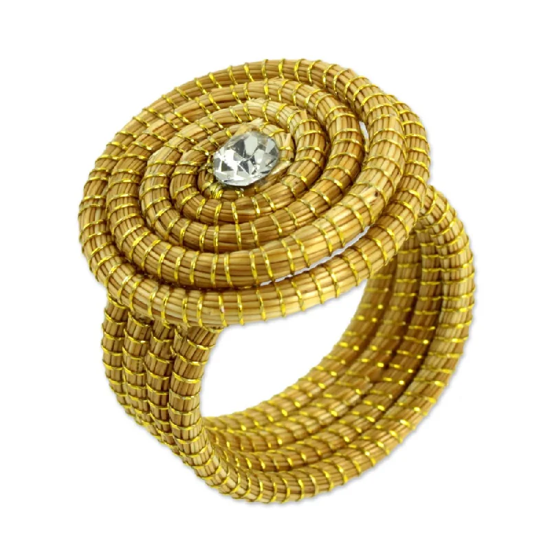 Women’s infinity rings-Handmade Golden Grass 'Jalapao Evolution' Cocktail Ring (Brazil)