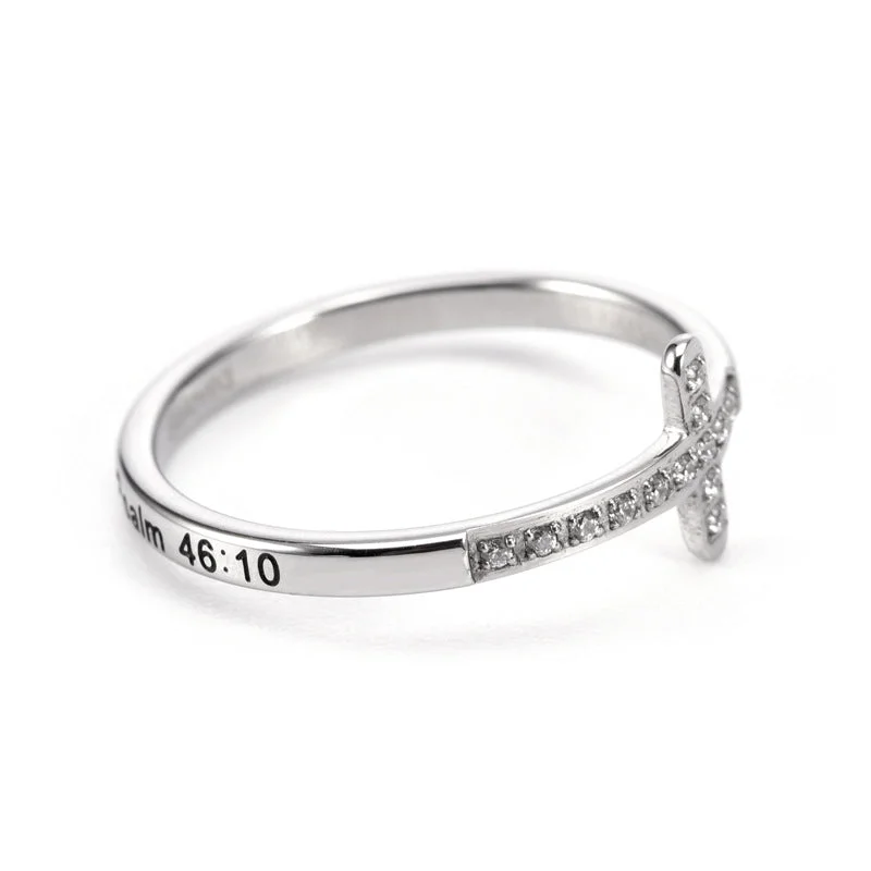 Women’s promise rings-Simple Style Cross Titanium Steel Rhinestones Rings In Bulk