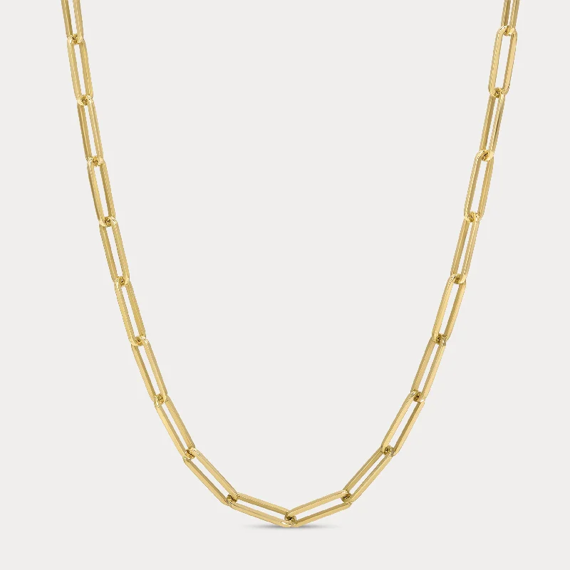 Women’s solitaire diamond necklaces-Gold Link Chain