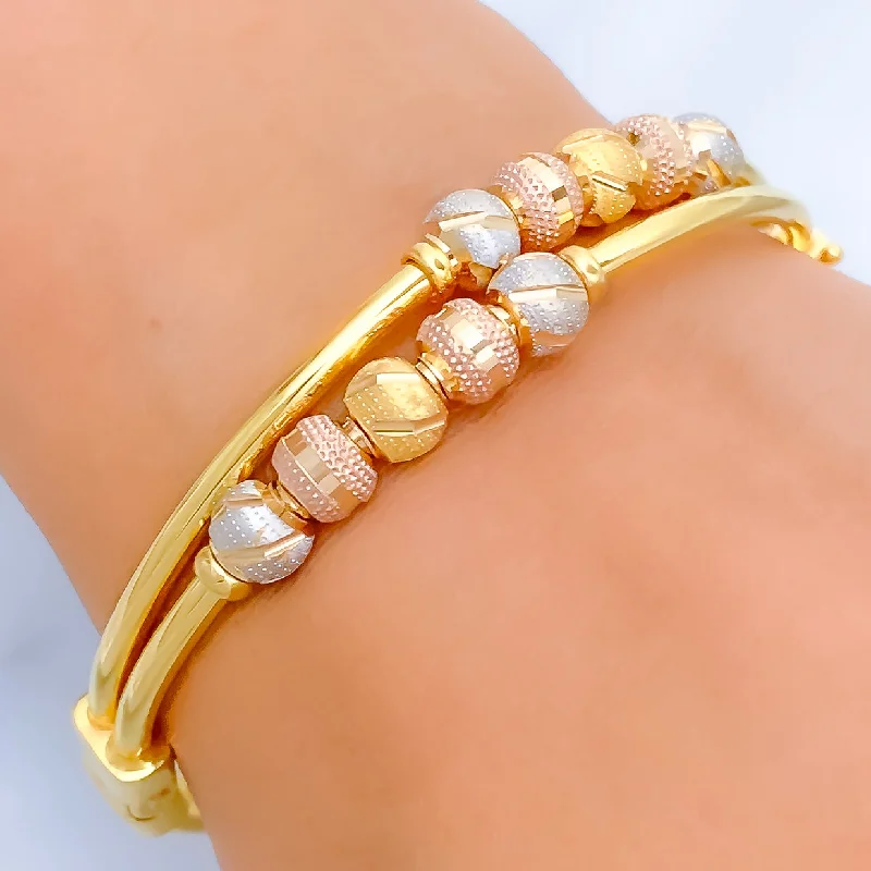 Women’s stacking bangles-Delightful Trendy 22k Gold Orb Bangle Bracelet