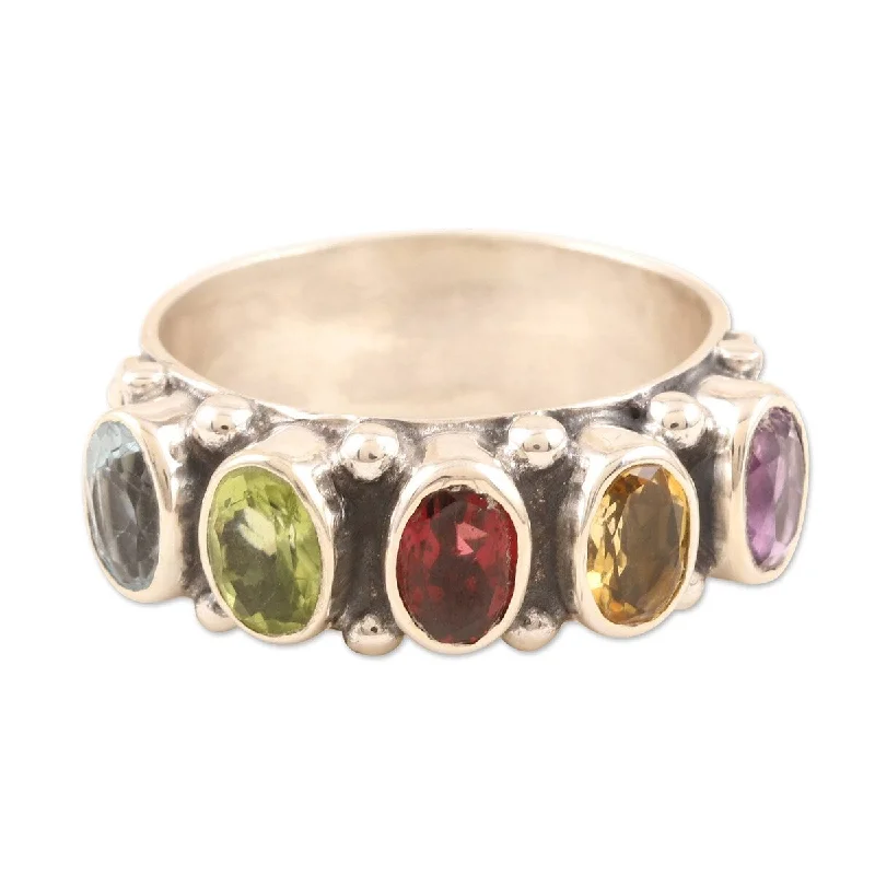 Women’s art deco rings-NOVICA Rainbow Beauty, Multi-gemstone cocktail ring