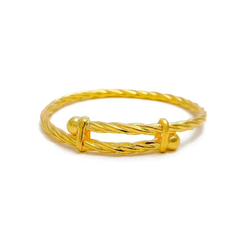 Women’s gold bangles-Refined Buffed 22k Gold Baby Bangle