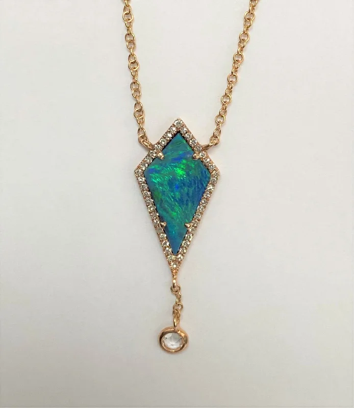 Women’s elegant diamond necklaces-14kt Rose Gold Opal Necklace