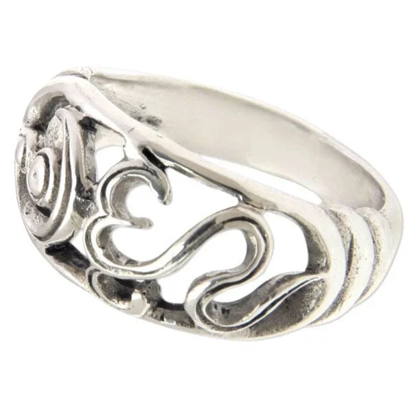 Women’s designer engagement rings-NOVICA Om Kara Florid Handmade Artisan 925 Sterling Silver Men or Womens Band Ring (Indonesia)