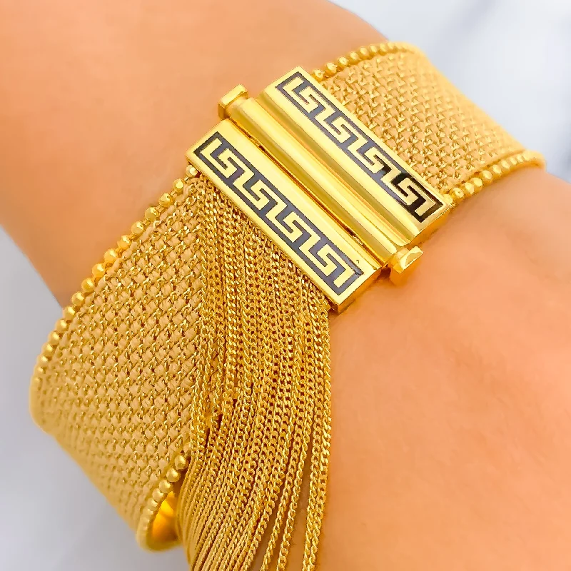 Women’s stackable bracelets-Opulent 21k Gold Flat Chain Bangle Bracelet