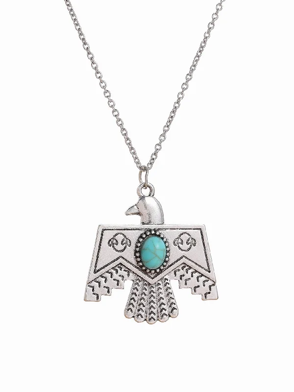 Women’s 14k gold necklaces-Ethnic Style Eagle Turquoise Alloy Wholesale Pendant Necklace